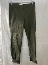 Veronica Beard Women's US Straight Leg Pant Army Green Olive Cuff Sz 2 Gorpcore
