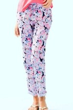 Lilly Pulitzer Aden High Tide It's For Shore 100 Linen Pants Size Small