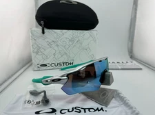 OAKLEY RADAR EV PATH CUSTOM SILVER CELESTE PRIZM DEEP WATER POLARIZED SUNGLASSES