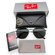 Ray-Ban Sunglasses RB 3548N 002/58 Hexagonal Flat Black Polarized 54mm w/case