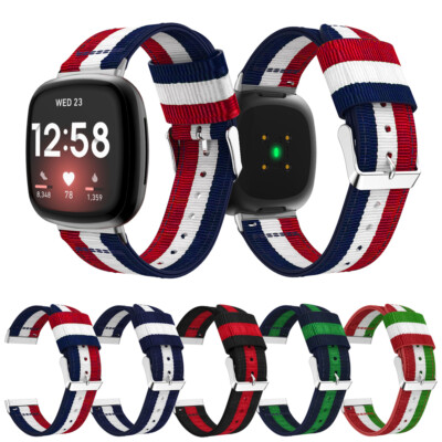 Für Fitbit Versa 4/3 Sense 2/1 Band Nylon Sport Loop Armband Ersatzarmband