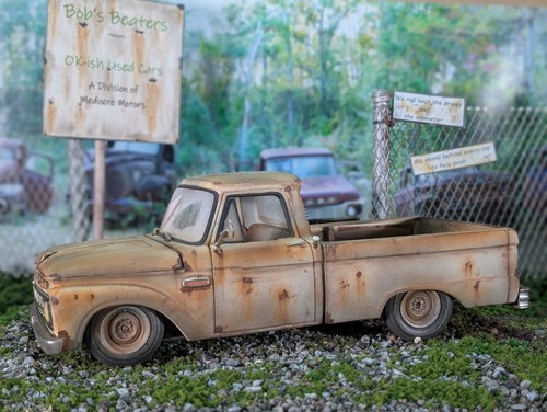 1/18 diecast 1965 Ford F100 pickup truck rusty weathered barnfind Bob's Beaters
