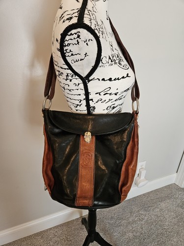 Marino Orlandi Women’s Handmade Italian Brown/Black Leather Bucket Shoulder Bag - Picture 18 of 24