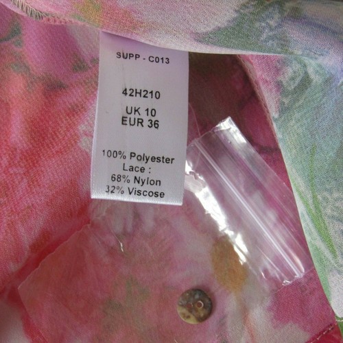 Together floral pink floaty short sleeve top blouse lace back pleat uk 10 new - Picture 4 of 5