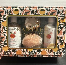 Crabtree Evelyn Peach 4pc Gift Set Shower Gel Body Lotion Soap Loofah NEW