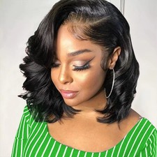 Glueless Bob Wig Human Hair Short Body Wave Lace Front Wigs 4X4 Lace Closure Wig