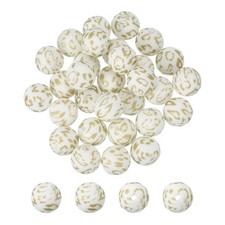 30 Pcs Silicone Round Beads, 15mm Leopard Beads, White Gold Leopard