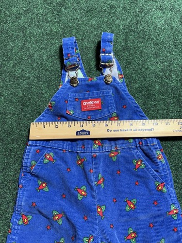 Vintage Oshkosh B’Gosh Corduroy Planes Stars Union Made Bib Overalls 18mos READ - Picture 13 of 15