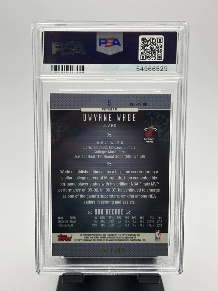 2006 Finest Dwyane Wade #5 Blue Refractor /299 PSA 9 - Image 2 of 2