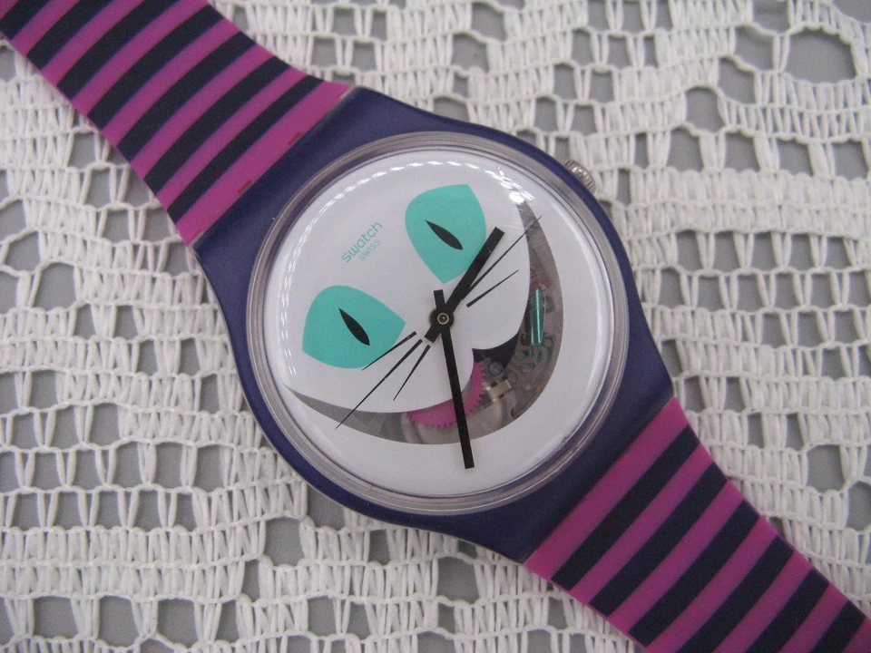 Swatch Watch CAT ME UP SUOW125 Cheshire Cat New Gent Vtg 2016 Unisex With Case - image 2 of 4