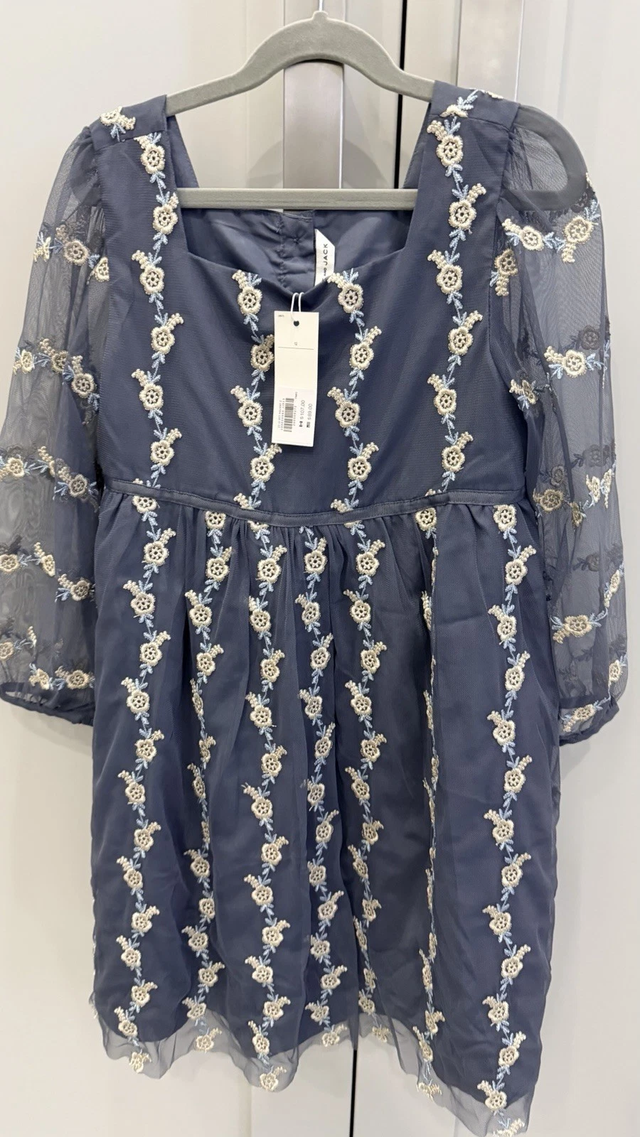 Janie & Jack Girls' Blue Gray Dress 12 Years