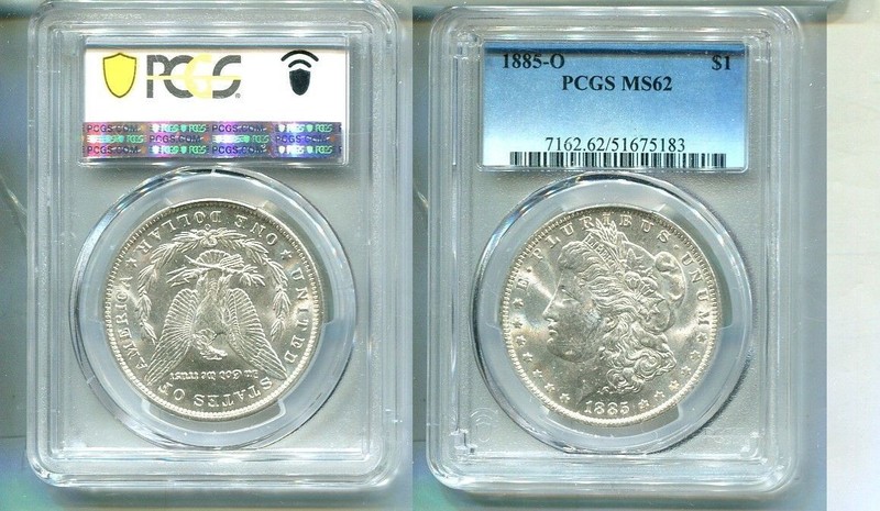 1885 O MORGAN SILVER DOLLAR PCGS MS62 9766T