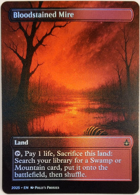 Bloodstained Mire FOIL Fetch Land Proxy Playtest Card Custom SPACE Art Design