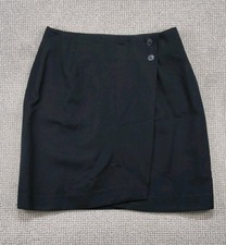 Vintage Delicia 100 Wool Black Wrap Mini Skirt ILGWU Union Made USA 90s Sz 12