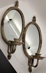 Soffee Design 2pc Old Metal Candle Sconces Candlestick Holders ~ Pair ~