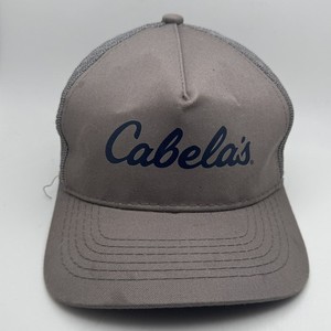 Cabela's Bass Pro Shops Gone Fishing Grey Mesh Back Trucker Hat Cap Adjustable