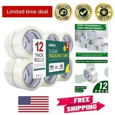 Clear Heavy-Duty Packaging Tape, 12 Rolls 2 Inch x 65 Yards - For Secure Sealing