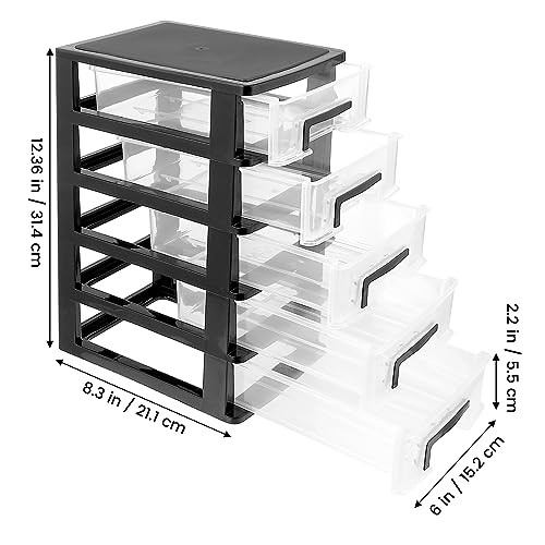 5 Tier Plastic Drawer Type Closet, 12.36"H x 6"L x 8.3" W Home Office Storage - Picture 4 of 7