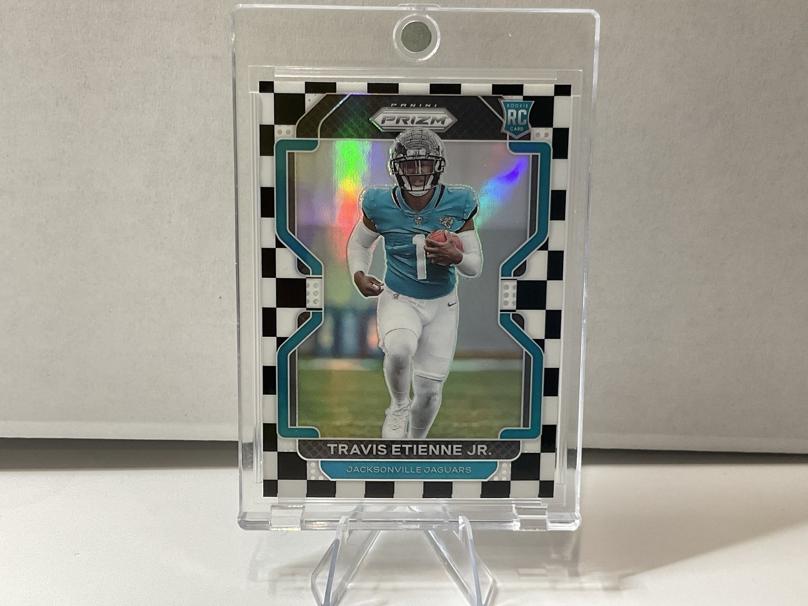 2021 PANINI PRIZM #344 TRAVIS ETIENNE JR. BLACK AND WHITE CHECKER RC