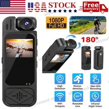 Portable 1080P HD Camcorder Mini Police Body Camera 180  Video DVR IR Night Cam