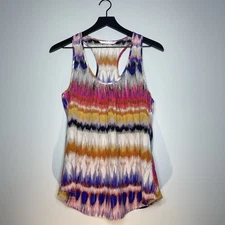 TRINA TURK 100% Silk Racerback Women's Tank Top Milticolor Print Size Small