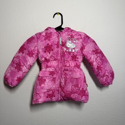 Hello Kitty Winter Jacket Toddler Girls 3T Pink Snowflake Long Sleeve Full Zip