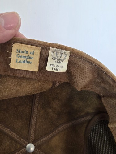 L L Bean Baseball Hat Cap Leather Suede Brown Adult Large Vintage 1980s USA - Picture 8 of 8