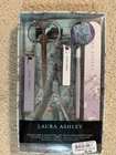 Laura Ashley Manicure & Pedicure Kit Stainless Steel Tools Purple/Blue Bag