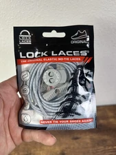 NEW Lock Laces Original Elastic NO-TIE Shoelaces COOL GREY factory sealed NEW