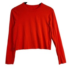 Lululemon Cropped Long Sleeve Cotton Shirt Orange - 6