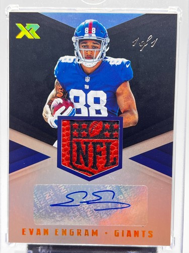 2017 Panini Xr Evan Engram Auto Football NFL Shield Patch True 1/1 NY Giants - Picture 2 of 5