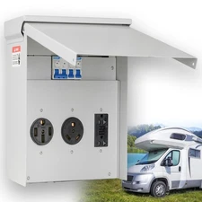 RV Electrical Outlet Panel, Temporary Power Outlet Panel, with 20, 30, 50 Amp Re