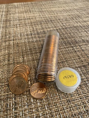 1958 D BU LINCOLN WHEAT CENT PENNY ROLL UNCIRCULATED