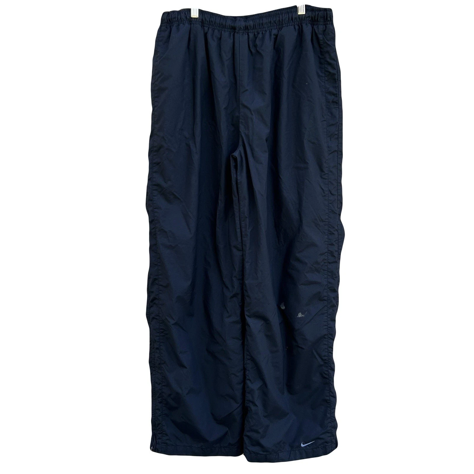Vintage Y2K Nike Black Nylon Windbreaker Pants Wide Leg Baggy Mens XL