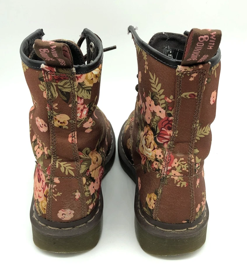 Botas de combate Dr Martens 1460 Victorian Roses de lona floral para mujer 6 marrón rosa Foto 4 de 4