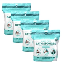 Scrubzz Rinse-Free Bath Sponges 4 Pack (100 Sheets) Sensitive Skin – No Rinse