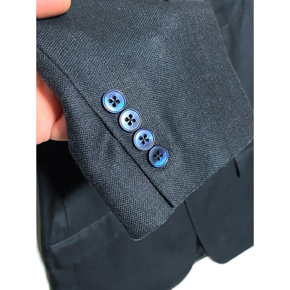 Traje Chaqueta Vintage Kasper Para Hombres 44R 2 Botones Abrigo Deportivo Azul Seda Mezcla Lana Y2K Foto 2 de 4