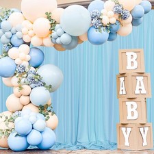 2 Panels 5ft x 10ft Baby Blue Backdrop Curtain, 10x10FT Total, Rod Pocket, Light