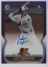 2023 Bowman Draft Chrome Prospect Purple Refractor Jake Cunningham Auto 0w27