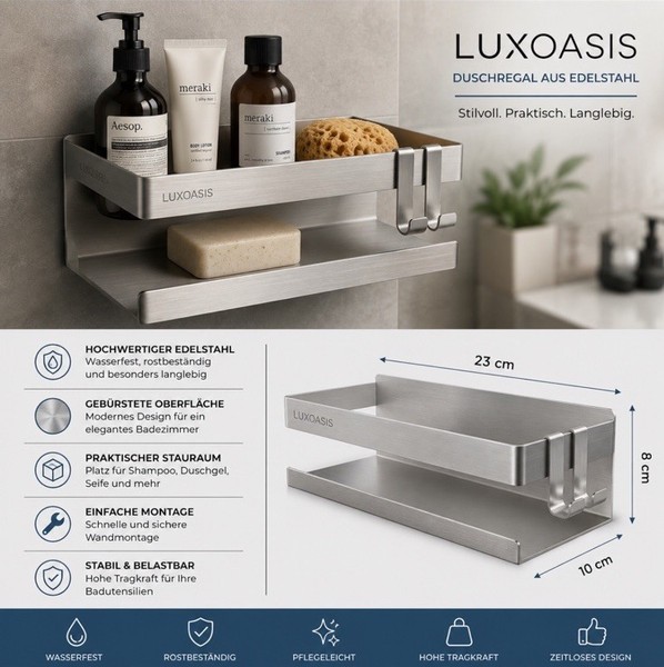 Duschablage Ohne Bohren Duschkorb Edelstahl Duschregal Ablage Dusche Badregal-image