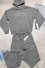 NEW Fear of God Essentials Hoodie & Pants Off Black Bundle Sz Medium Authentic✅