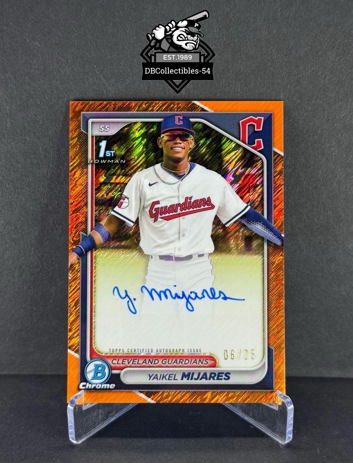 2024 Bowman Chrome Yaikel Mijares 1st Orange Shimmer Auto 06/25 Cleveland