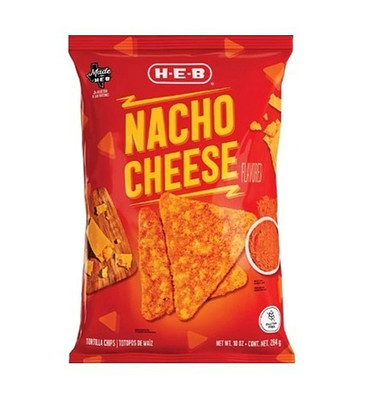 HEB Nacho Cheese Flavored Tortilla Chips 10 Oz. Bag Gluten Free Yummy!