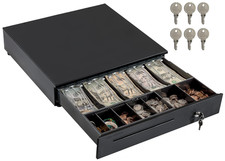 Cash Register Drawer for POS, 5 Bill/7 Coin, 16", Adj Coin Slots, 24V, RJ11/12