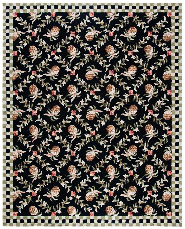 Alfombra Colección Chelsea - 6' x 9', Negra y Marfil, Enganchada a Mano Condado Francés... Foto 2 de 4