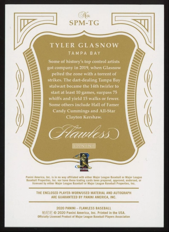 Parche Tyler Glasnow #SPM-TG 2020 Flawless Signature Prime Materials Auro SP/15 Foto 2 de 3