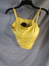 Klassy Network Women's Yellow Metallic Ribbed Brami Crop Top Cami xl