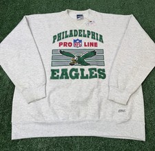 VINTAGE 90s PHILADELPHIA EAGLES CREWNECK SWEATSHIRT NFL PRO LINE BIKE Grey XL