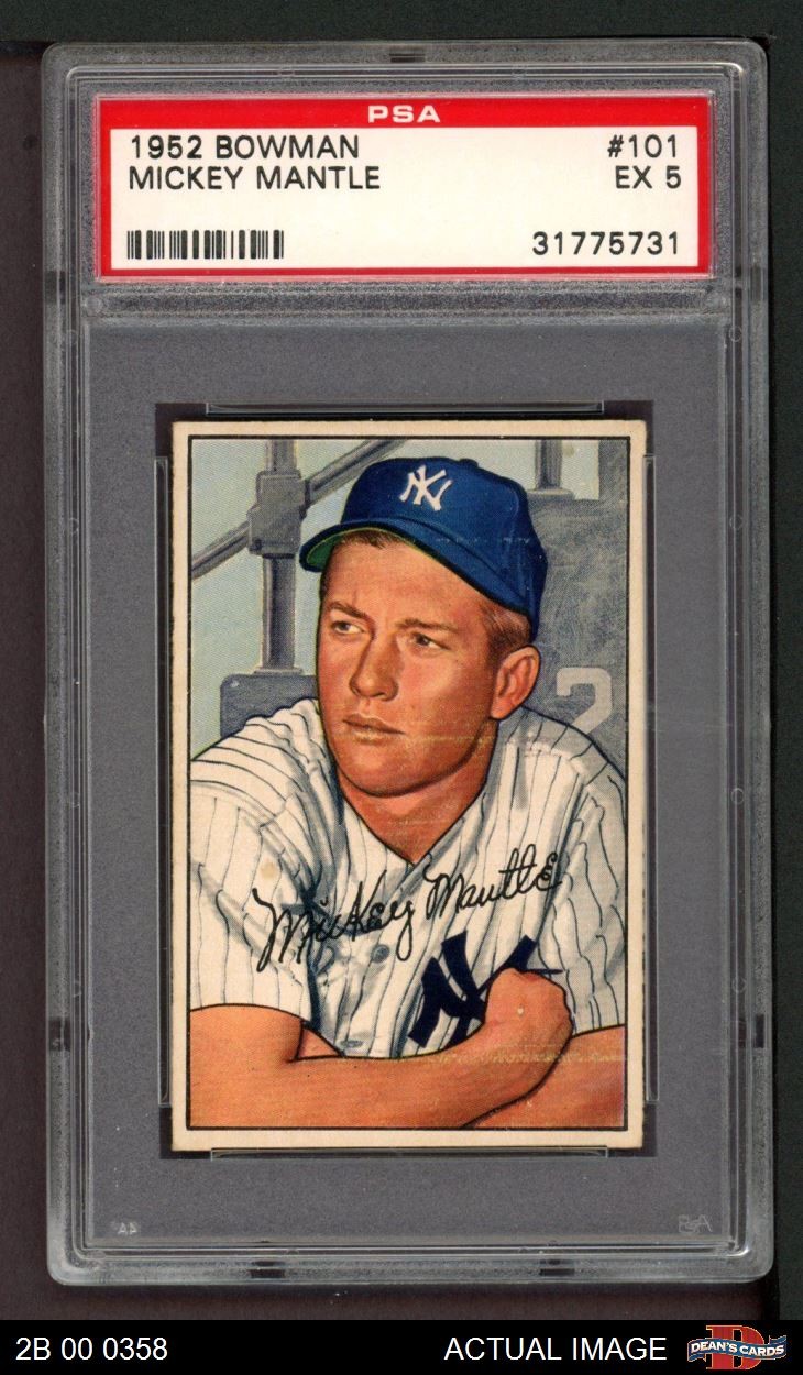 1952 Bowman #101 Mickey Mantle Yankees HOF PSA 5 - EX