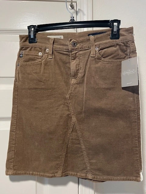 NWT New Women's AG Adriano Goldschmied Brown/Khaki Corduroy Skirt 26 - Fabulous